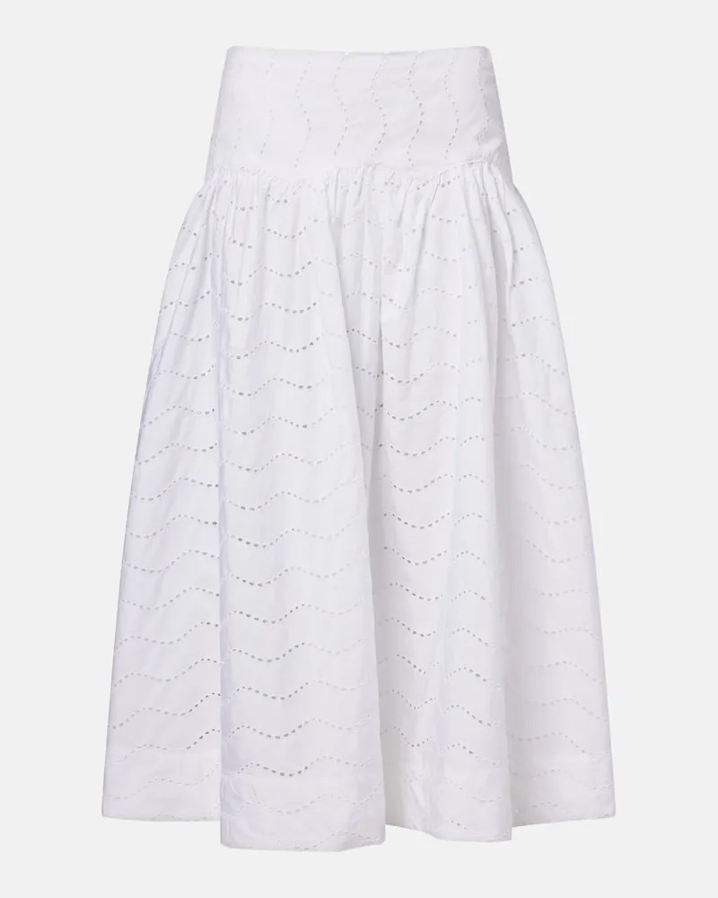 Ralph Lauren Gonna midi in cotone sangallo Bianco