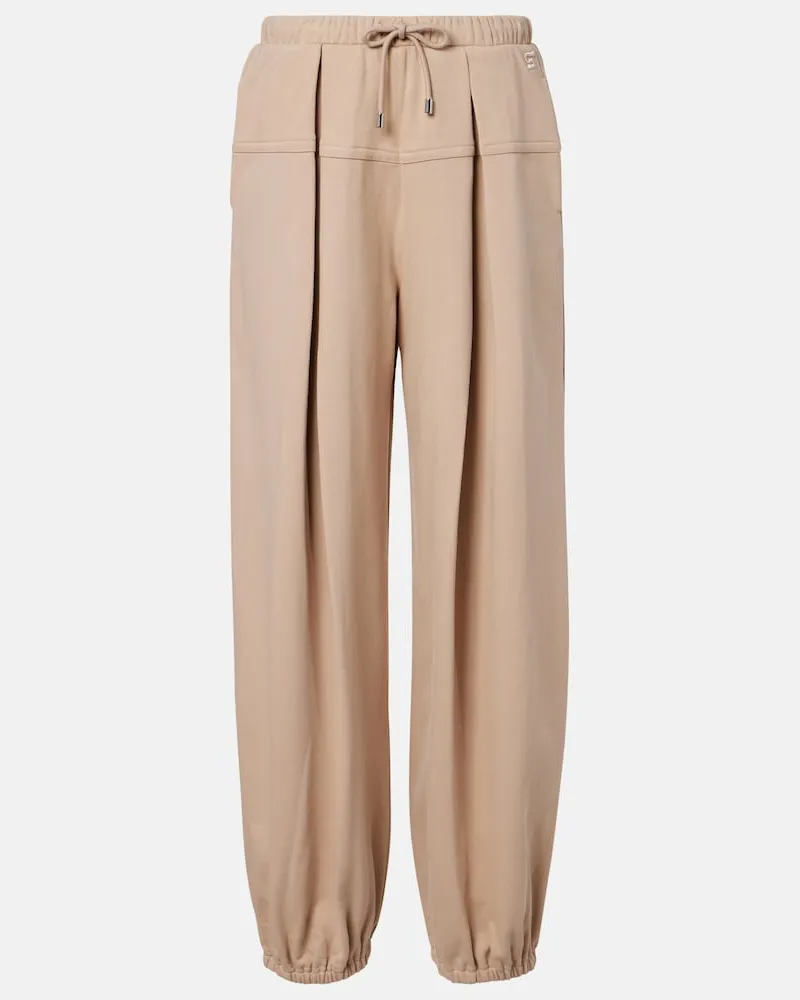 SPORTMAX Pantaloni sportivi in misto cotone plissé Beige