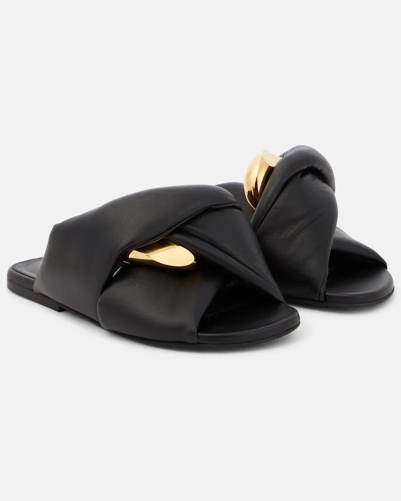 J.W.Anderson Sandali Chain Twist in pelle Nero