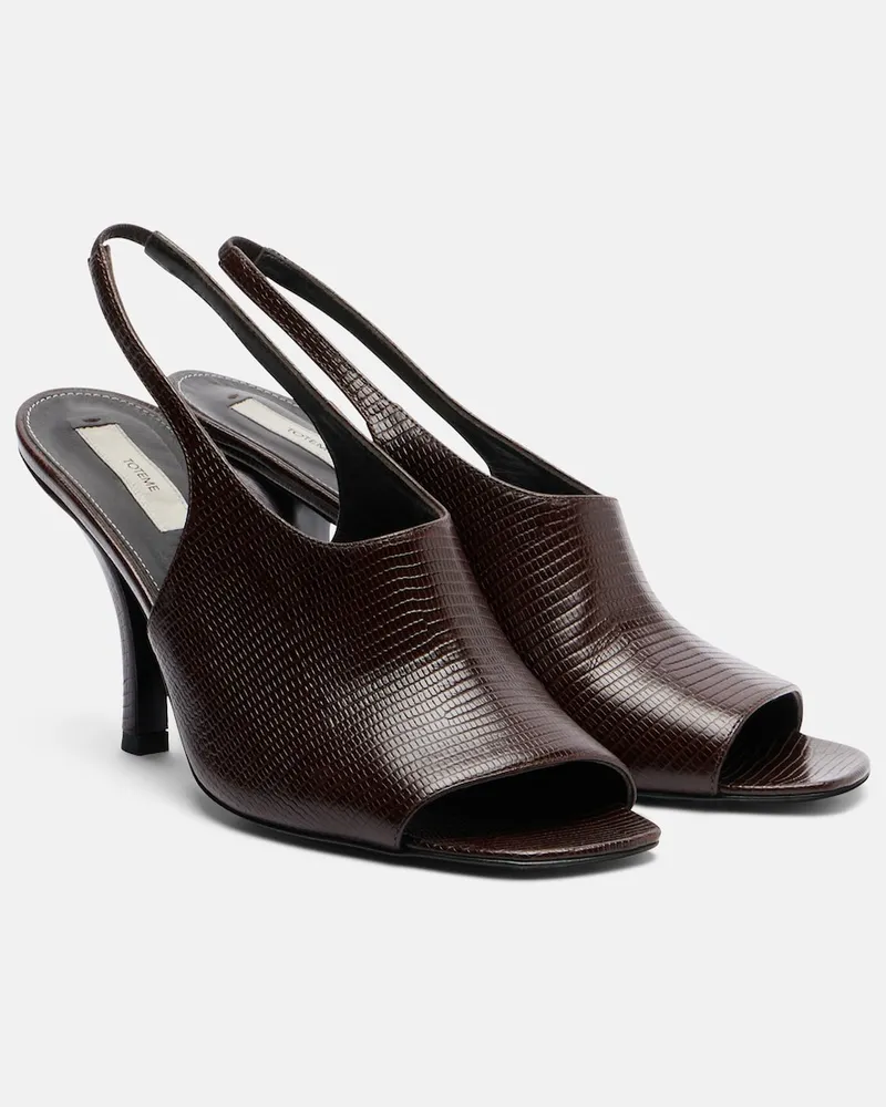 Totême Sandali slingback in pelle goffrata Marrone