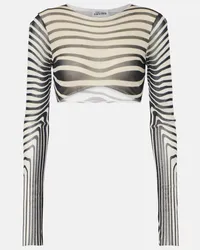 Jean Paul Gaultier Top cropped Body Morphing a righe Blu