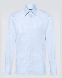 Tom Ford Camicia in cotone a quadri Blu