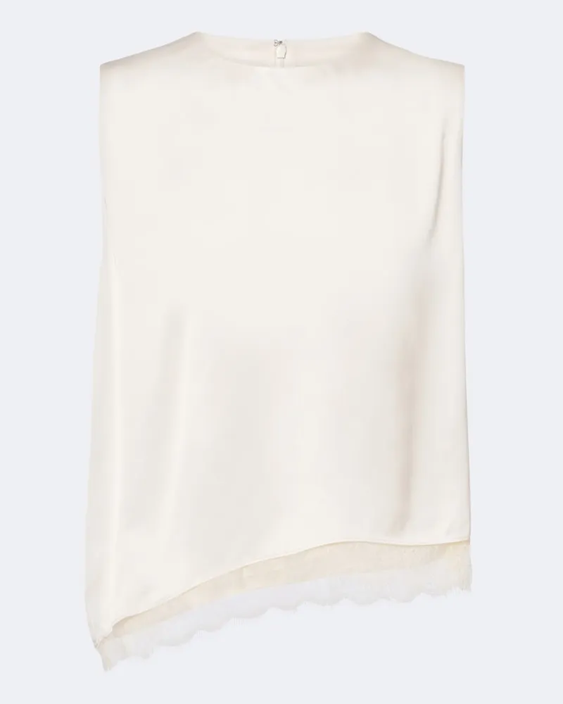 Vince Top in satin con pizzo Bianco