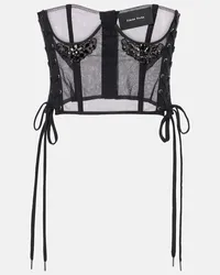 Simone Rocha Corsetto in mesh con cristalli Nero