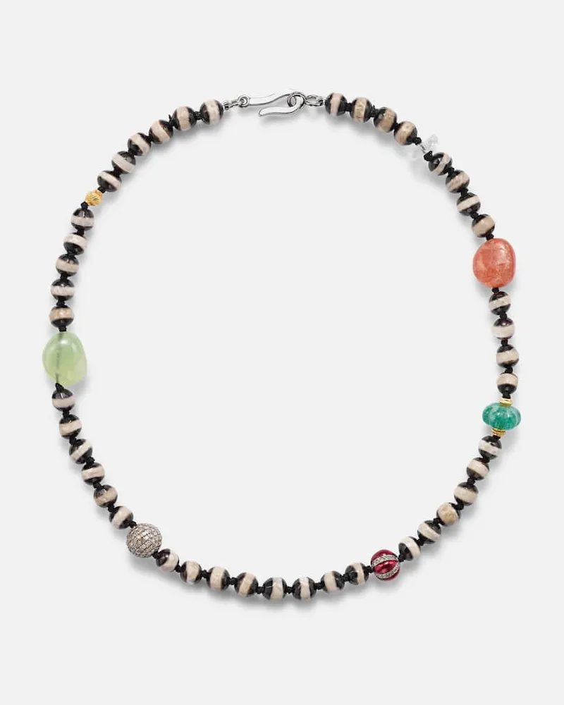 Ileana Makri Collana Globetrotter con perline e pietre preziose Multicolore