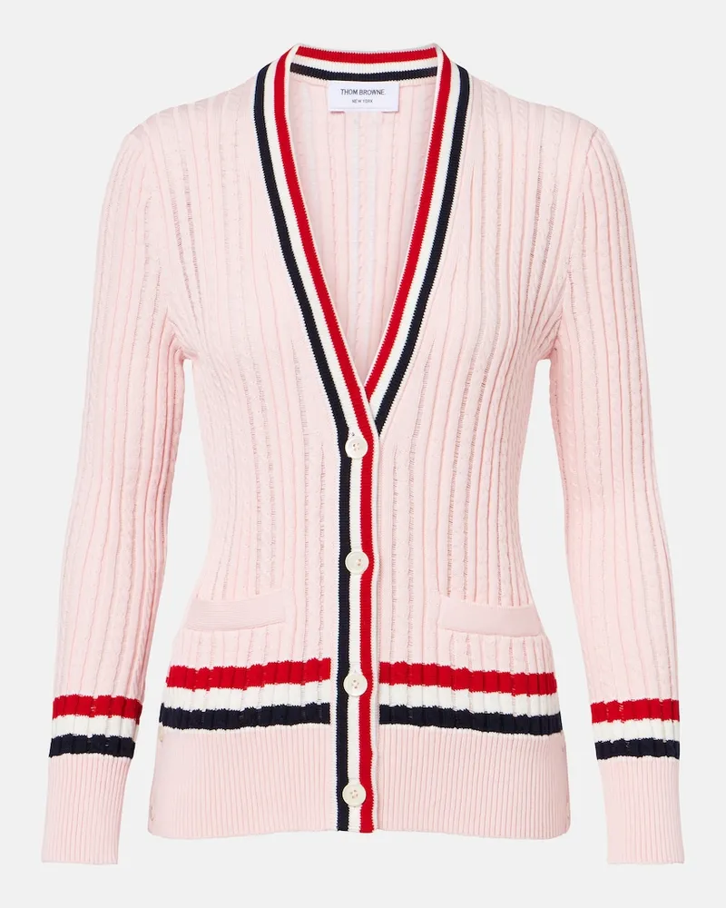 Thom Browne Cardigan in cotone a trecce Rosa