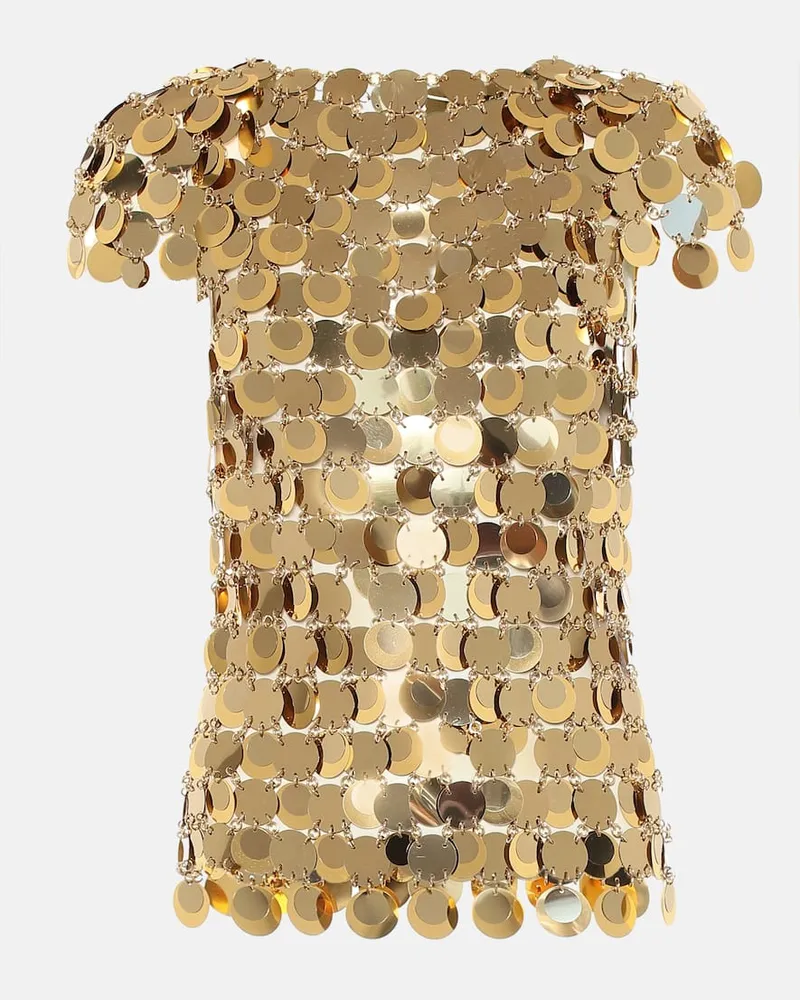 Paco Rabanne Top con paillettes Oro