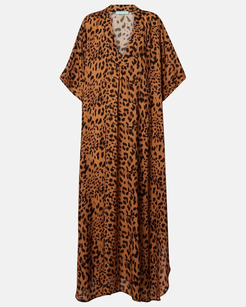 Melissa Odabash Caftano Vanessa con stampa leopardata Marrone