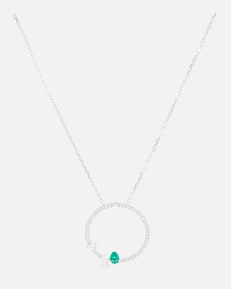 Repossi Collana Serti sur Vide in oro bianco 18kt con smeraldo e diamanti Bianco