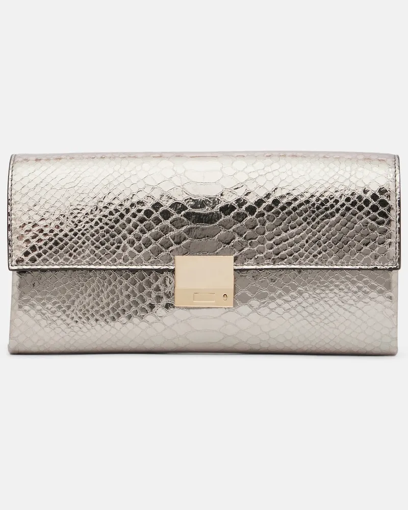 Tom Ford Clutch Jean in pelle metallizzata Argento
