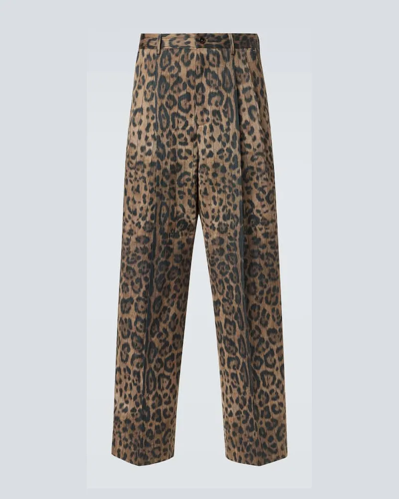 Dolce & Gabbana Pantaloni regular in misto cotone Marrone