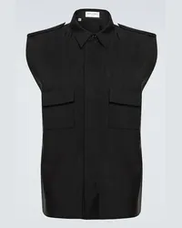 Saint Laurent Camicia Saharienne in faille Nero