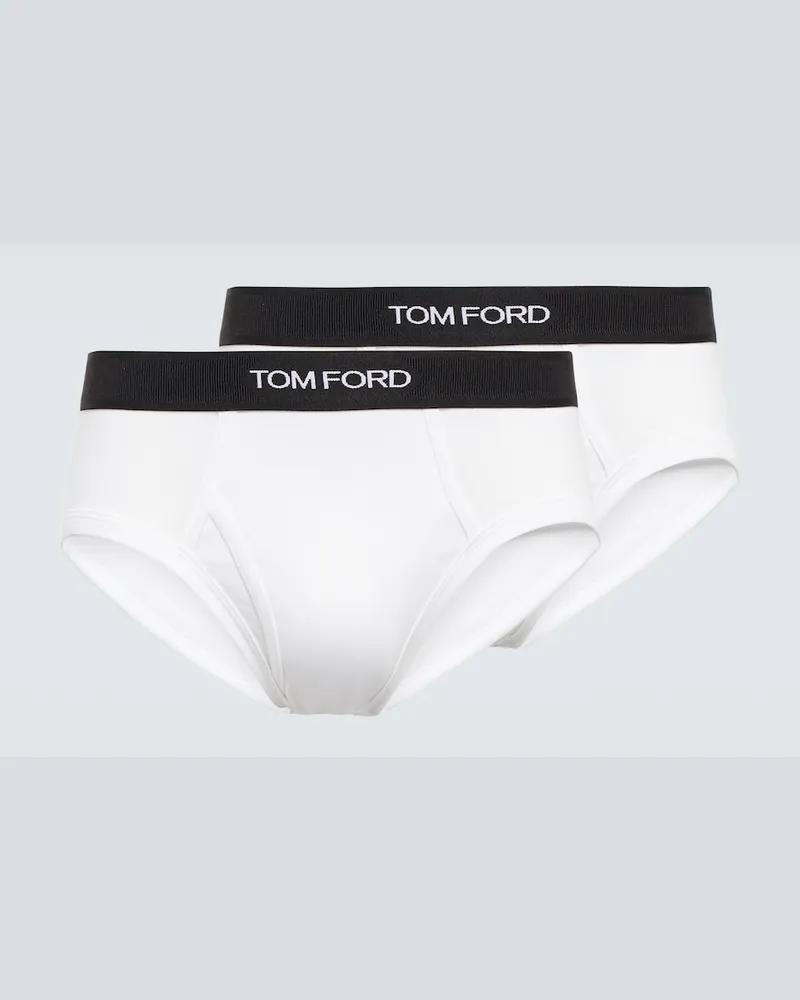 Tom Ford Set di 2 slip in misto cotone Bianco