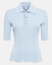 Bottega Veneta Polo in cotone a coste Blu