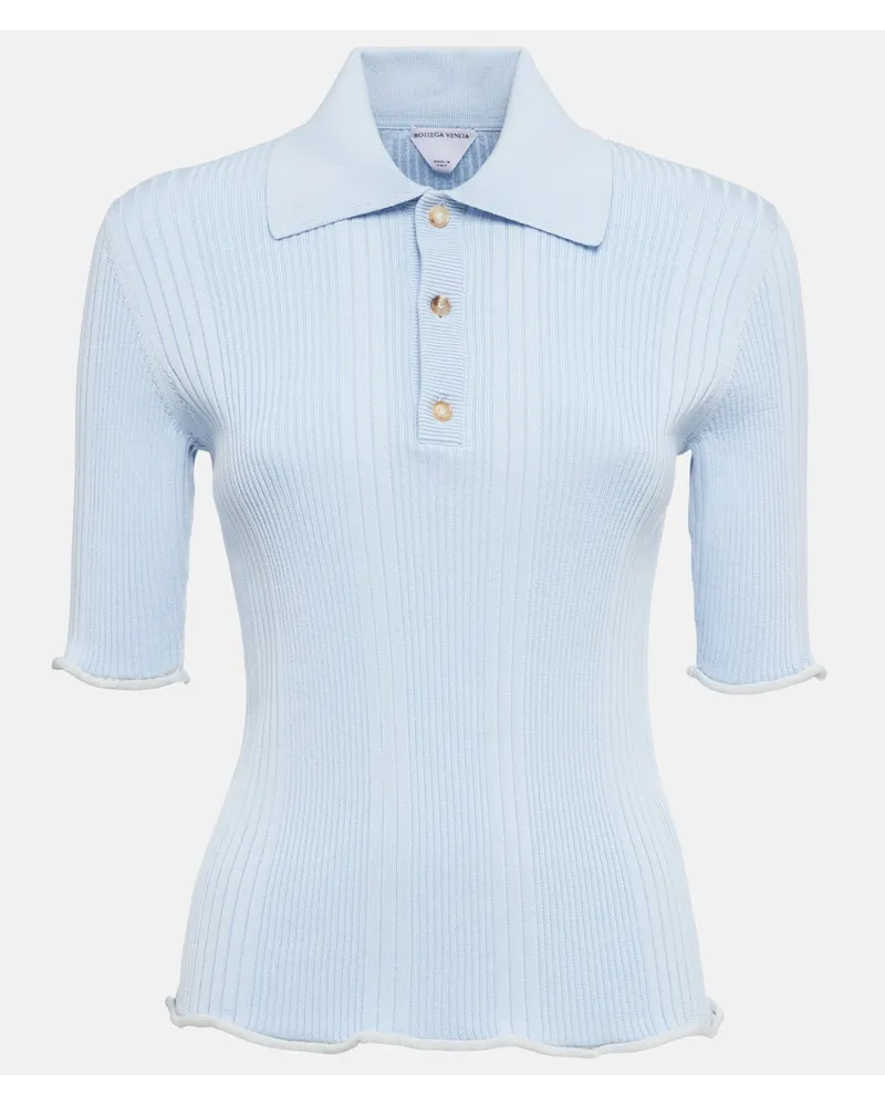 Bottega Veneta Polo in cotone a coste Blu