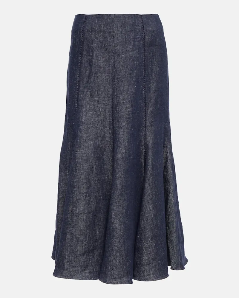 Gabriela Hearst Gonna lunga in lino Blu