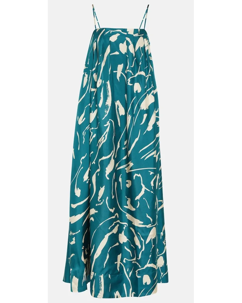 ASCENO Abito lungo Heather in seta con stampa Multicolore