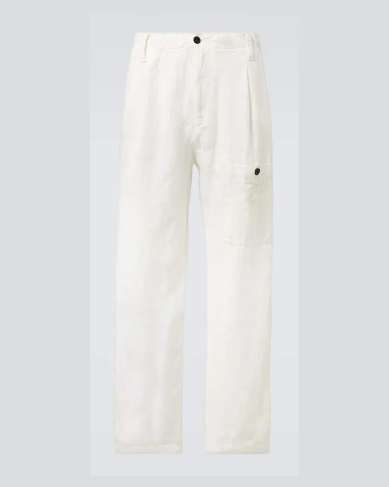 C.P. Company Pantaloni cargo in lino Bianco