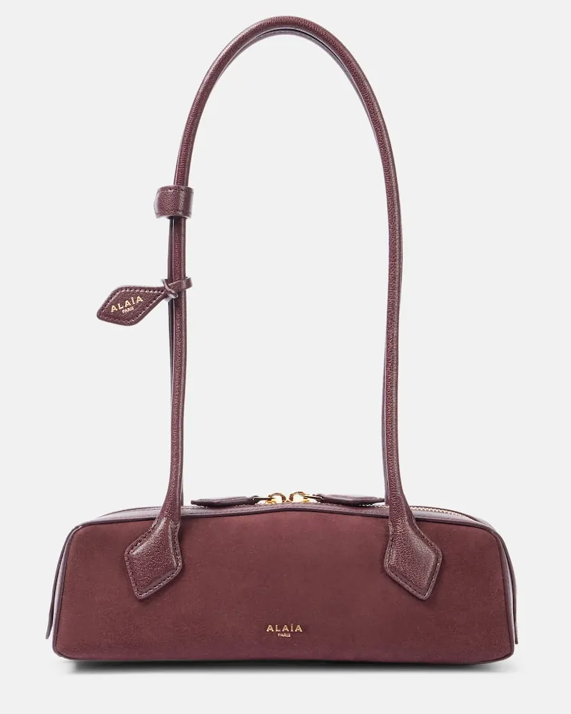 Alaïa AlaÃ¯a Borsa a spalla Le Teckel Small in suede Borgogna