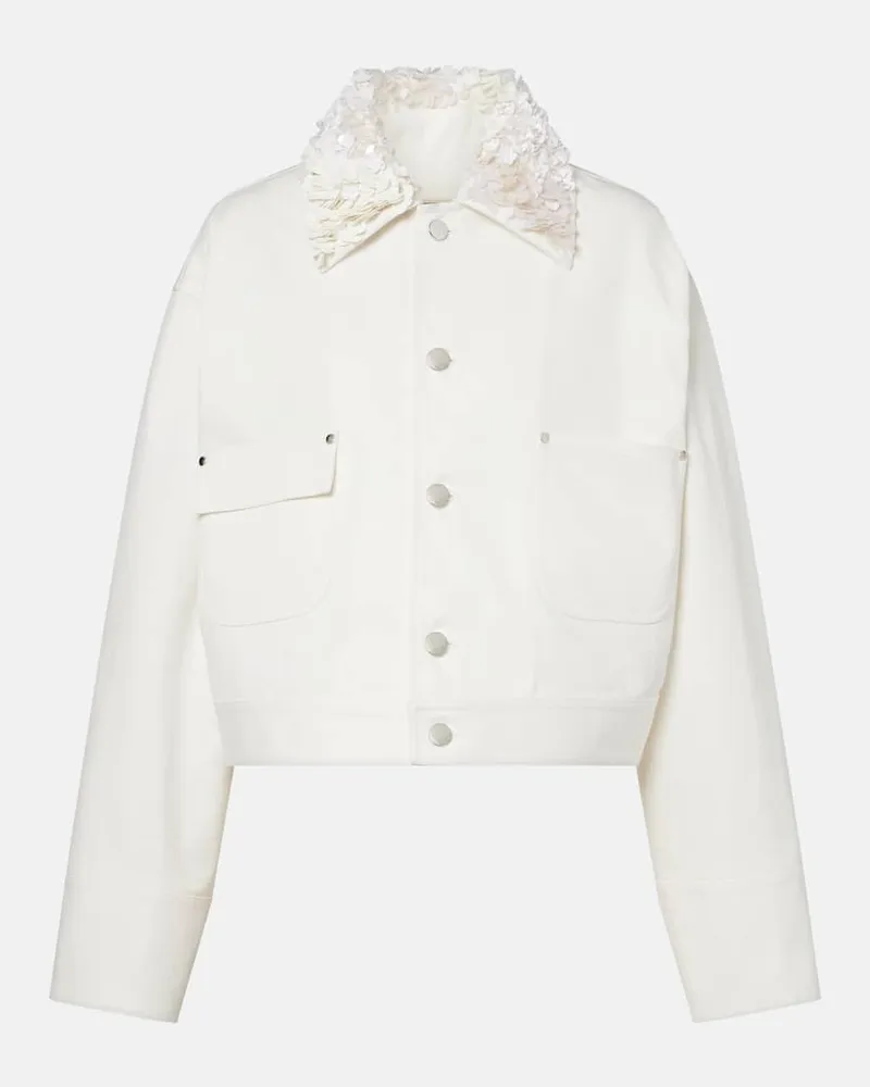 PLAN C Giacca in drill di cotone con paillettes Bianco