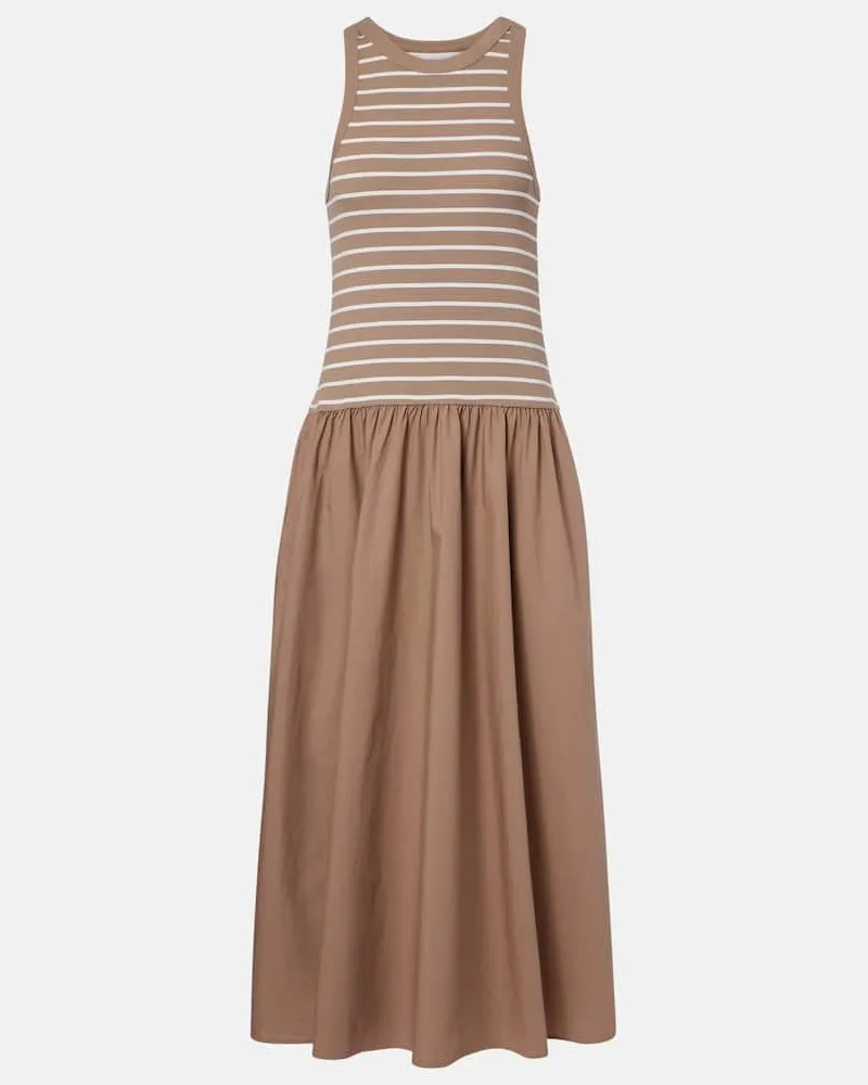 Velvet Abito midi Romina in misto cotone a righe Marrone