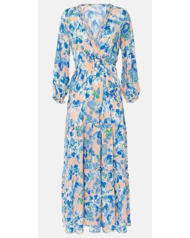 Poupette St Barth Abito lungo Emily con stampa Blu