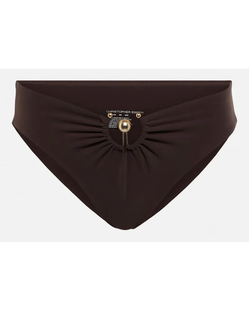 Christopher Esber Slip bikini con ruches Marrone