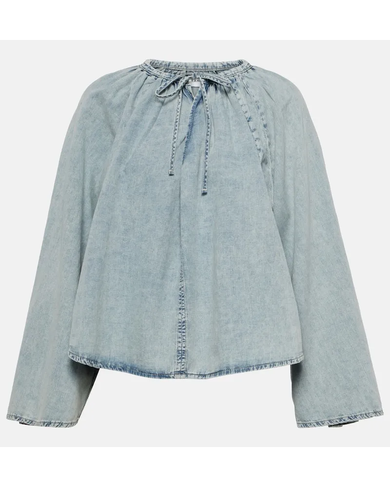Frame Denim Blusa in misto cotone e lino Blu