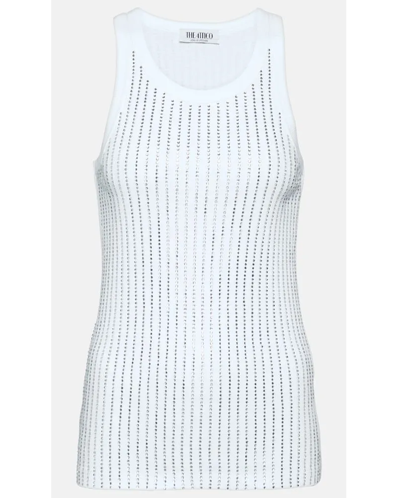 ATTICO Tank top in cotone con cristalli Bianco