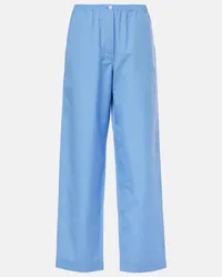 Miu Miu Pantaloni a gamba larga in cotone Blu