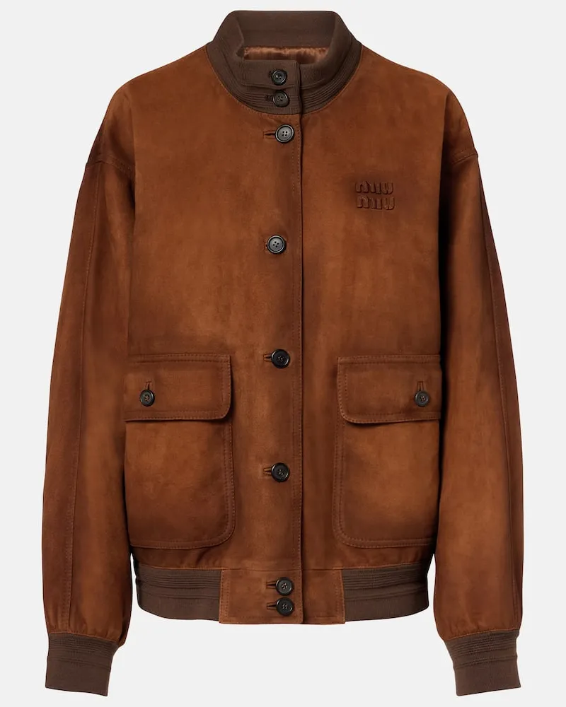 Miu Miu Bomber in suede Marrone
