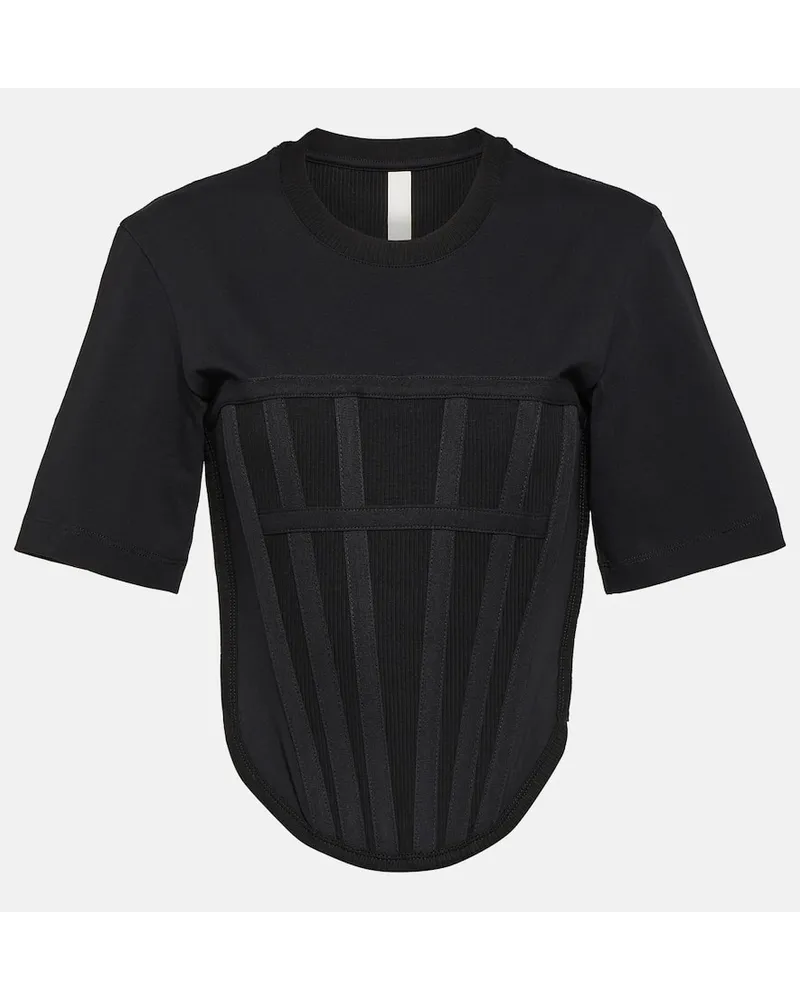 Dion Lee T-shirt Corset in jersey di cotone Nero