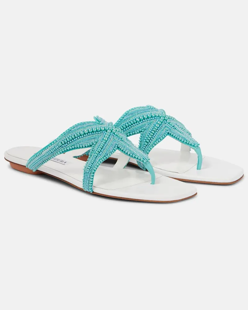 Aquazzura Sandali Reef Star in pelle con cristalli Bianco