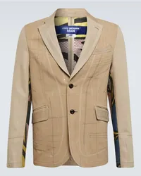 Junya Watanabe Blazer in lino e cotone con stampa Beige