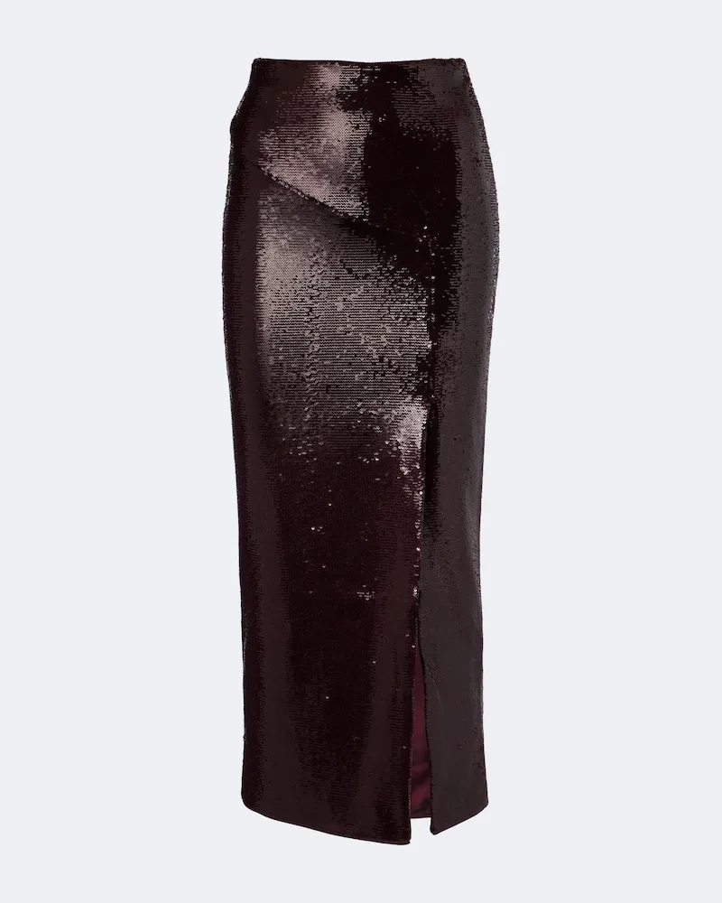 Roland Mouret Gonna midi con paillettes Borgogna