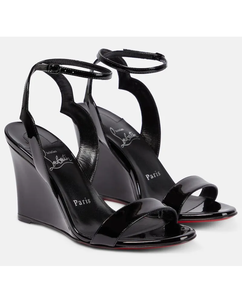Christian Louboutin Sandali in vernice con zeppa Nero