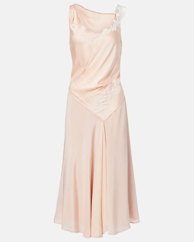 Victoria Beckham Abito midi in crÃªpe satin con pizzo Rosa