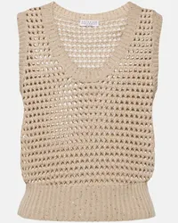 Brunello Cucinelli Gilet in maglia di misto cotone Beige