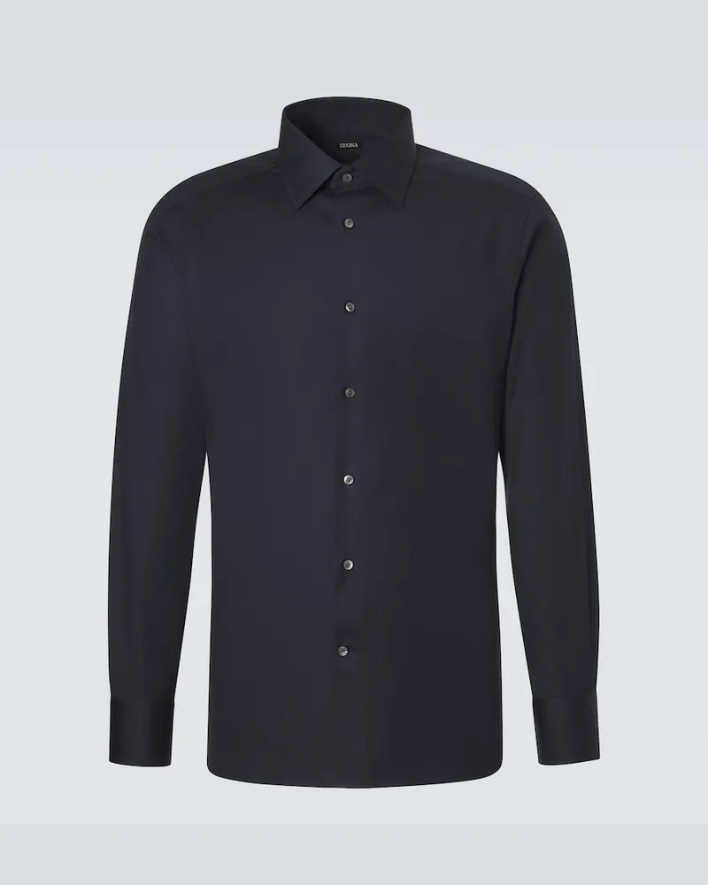 Ermenegildo Zegna Camicia in misto cotone Blu