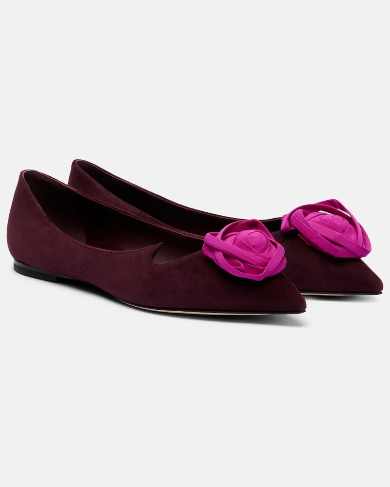 Roger Vivier Ballerine Rose Vivier in suede Borgogna