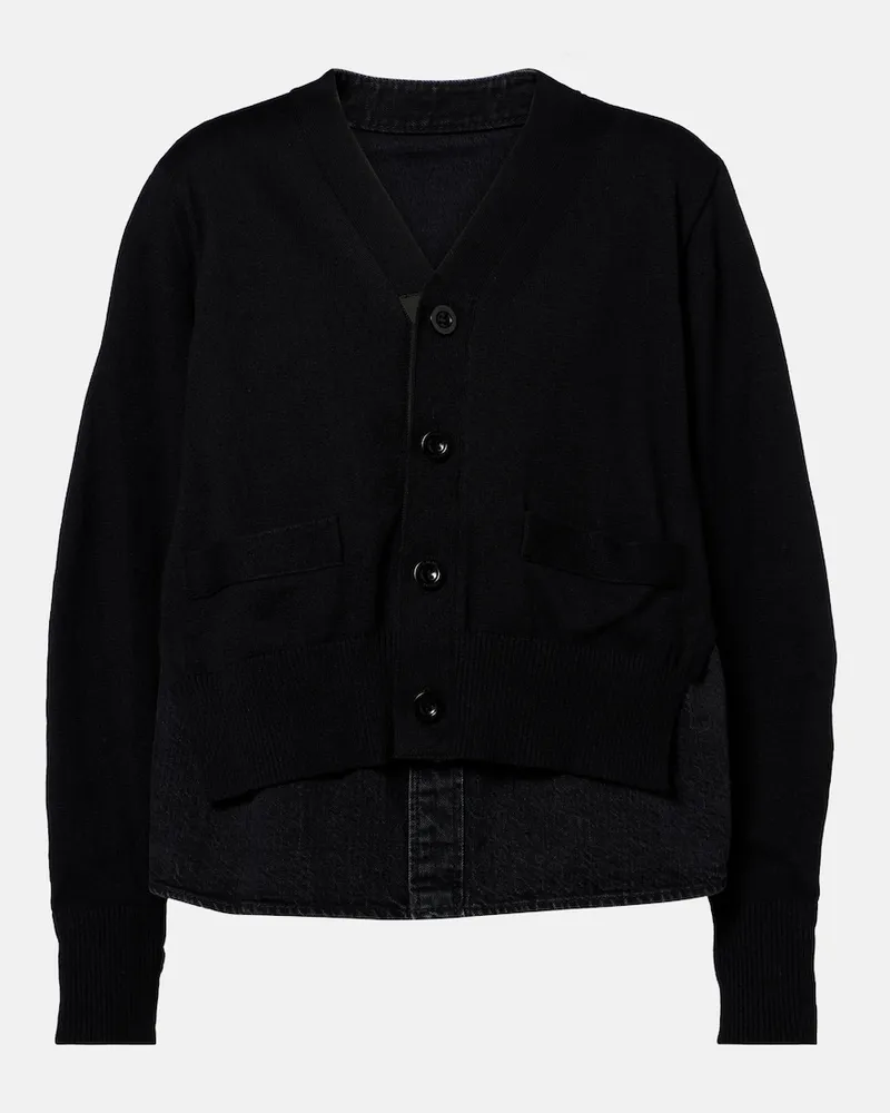 Sacai Cardigan in misto cotone Nero