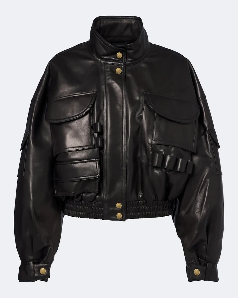 Balmain Giacca in pelle cropped Nero
