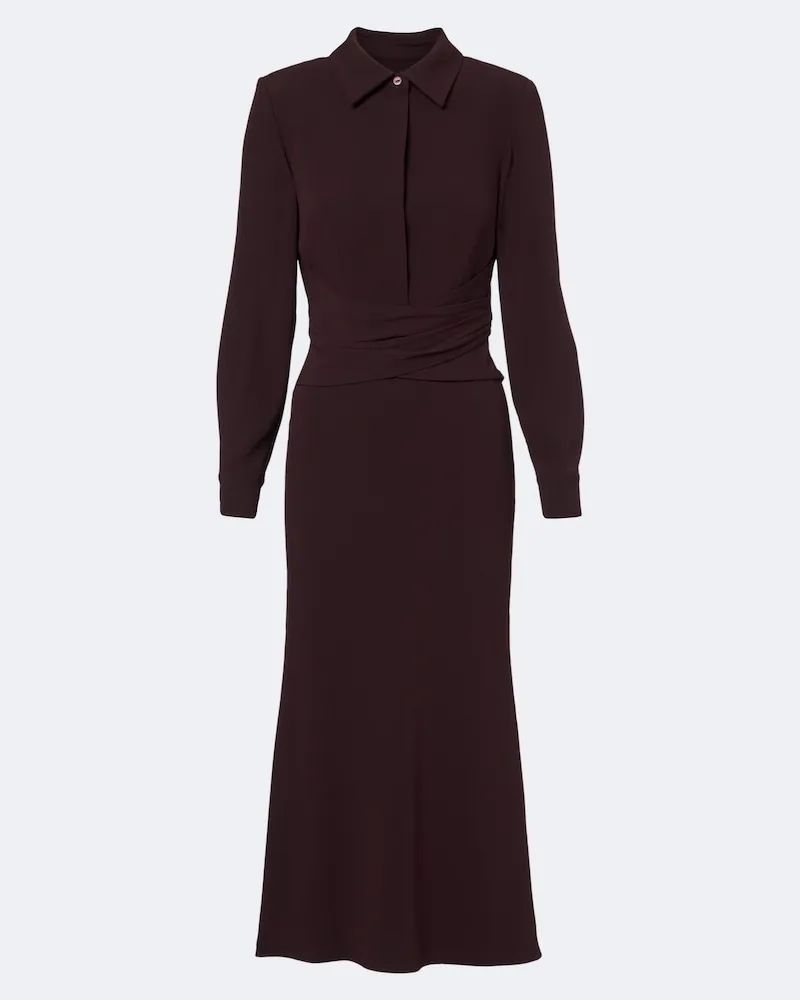 Roland Mouret Abito midi in crêpe Marrone