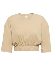 Dion Lee T-shirt cropped in cotone Beige