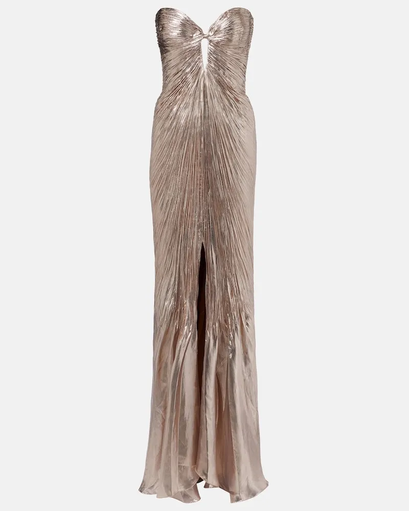 Maria Lucia Hohan Abito lungo Mirren in chiffon di misto seta Argento