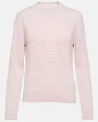 Moncler Pullover in lana e cashmere con logo Rosa