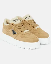 Prada Sneakers in suede con shearling sintetico Beige