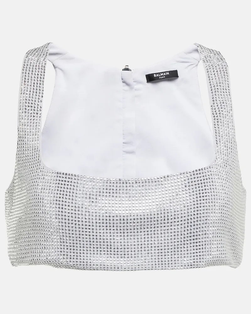 Balmain Bralette con cristalli Argento