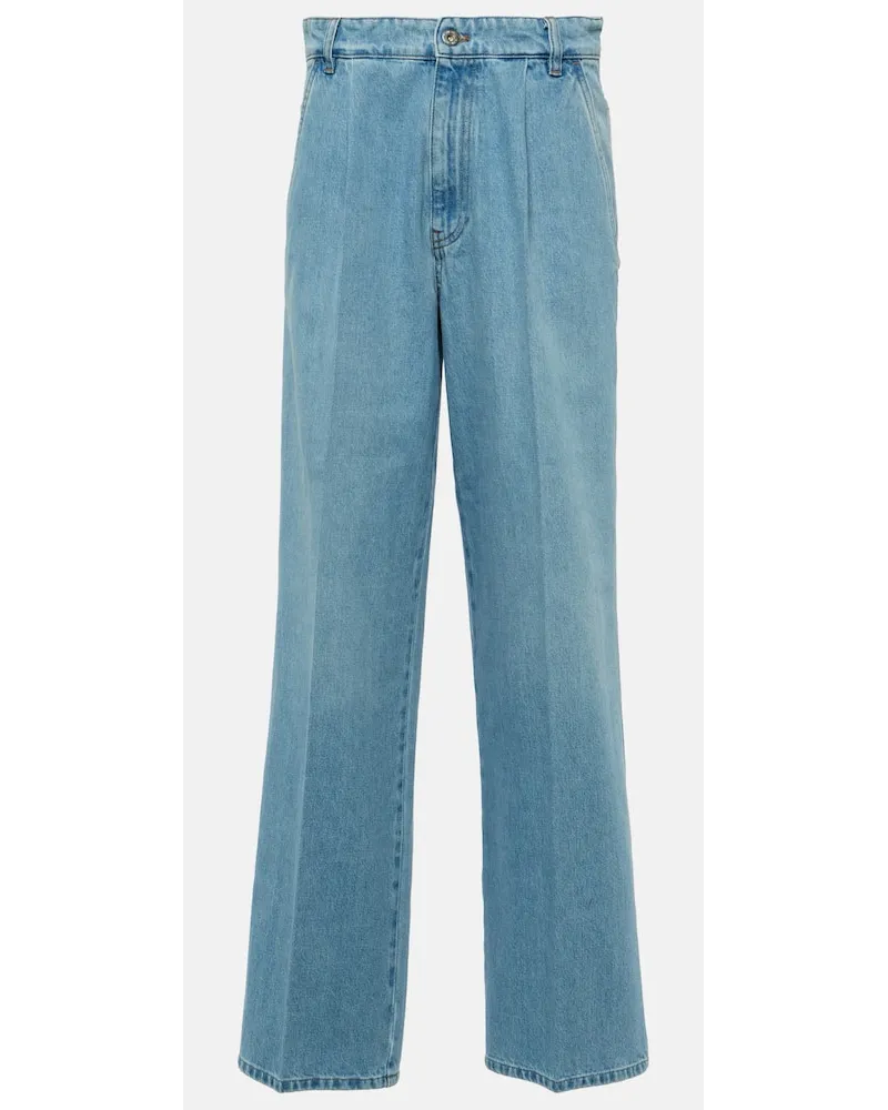 Miu Miu Jeans a gamba larga e vita bassa Blu