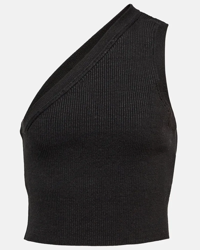Jacquemus Top cropped La Maille Ascu in misto lino Nero